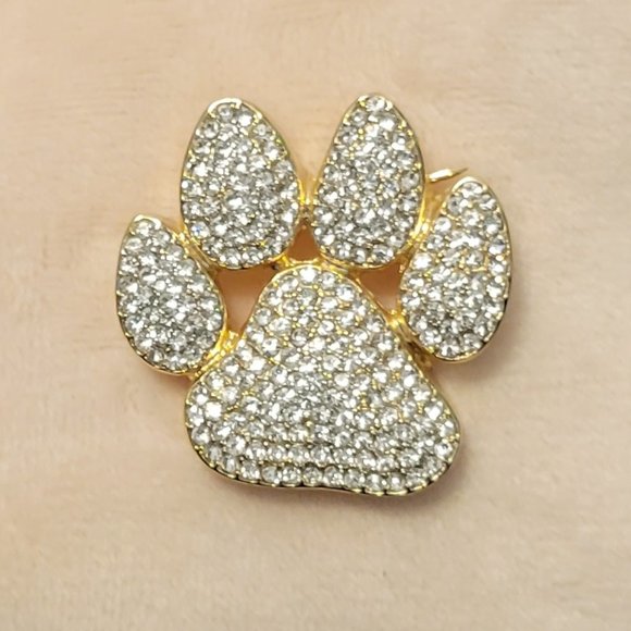 Pet Friends Jewelry - Dog Lovers! Pet Friends broche pin with paw print Rhinestones NWT